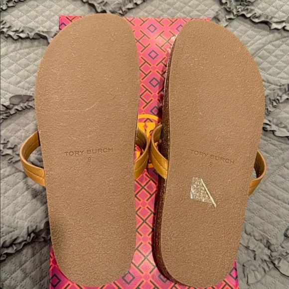 Tory Burch Caramel Shearling Sandals - Picture 2 of 5